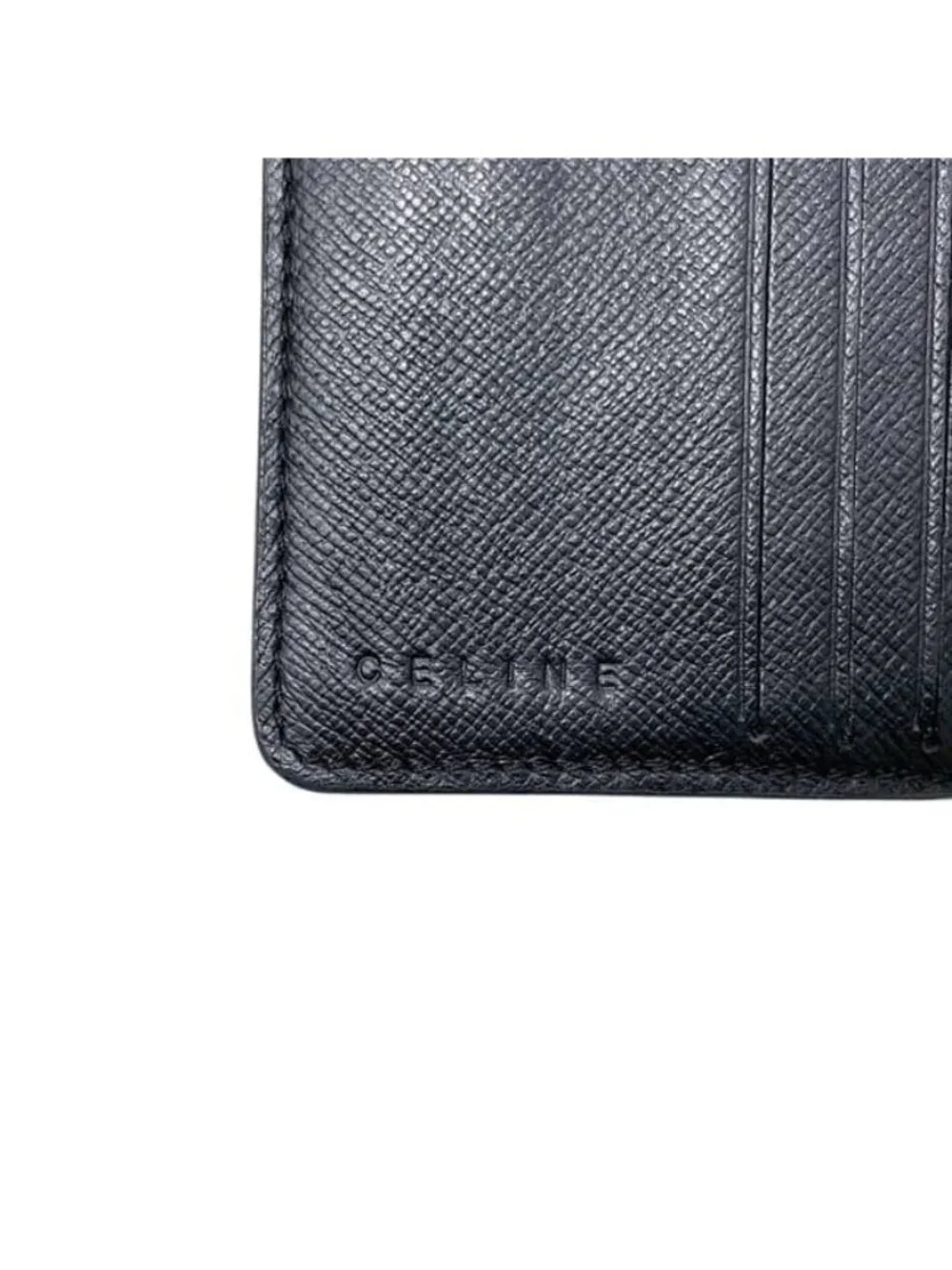 Celine Bifold Hook Wallet Gray Black Saluki Double Leather Simple
